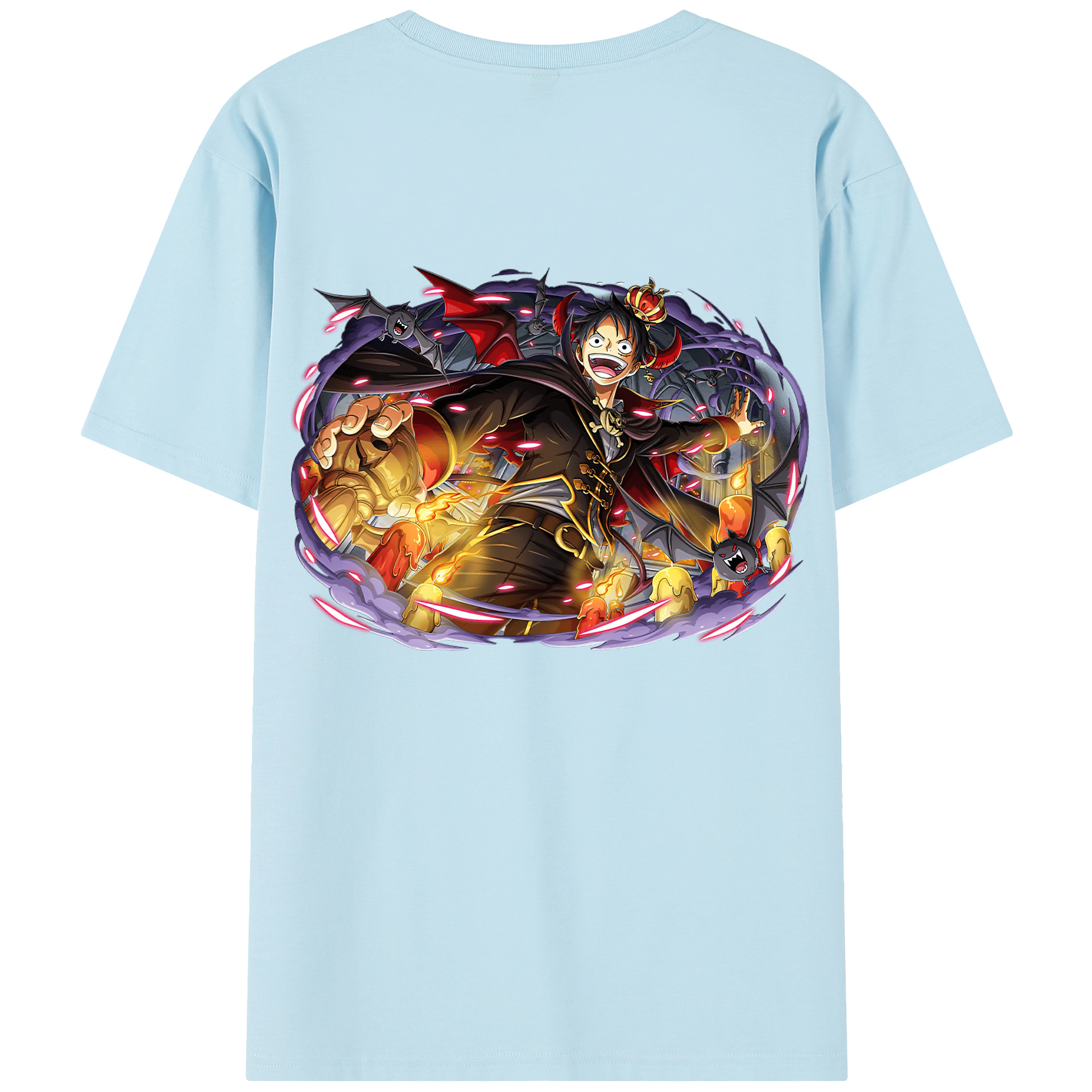 ワンピース モンキー・D・ルフィ ONE PIECE Monkey D. Luffy 綿100％半袖Tシャツ（背面プリント）